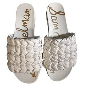 Sam Edelman Woman's Bright White Slide Braided Sandals Size 8M 8 Ainslie